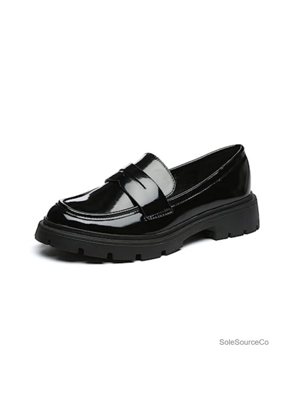 Women's Chunky Platform Loafers Patent Leather Slip-On Penny Loafers Work